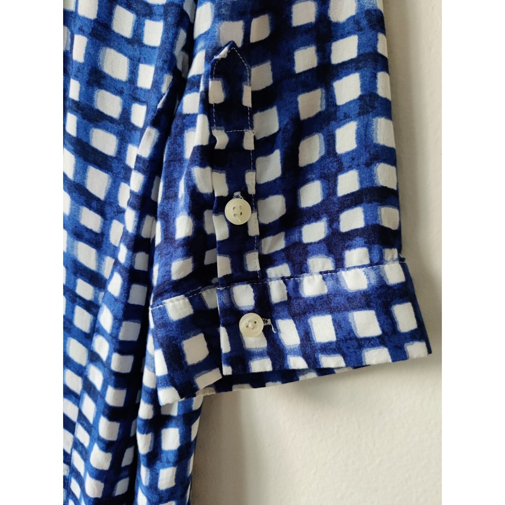 11.1 Tylho Anthropologie Womens‎ Tunic Adanne Blue & White Gingham Windowpane XS - Picture 4 of 4